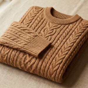 Cable-Knit Sweater (Camel Brown)
