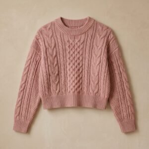 Cropped Knit Sweater (Dusty Pink)
