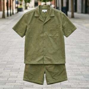Men's Relaxed Co-Ord Set — Olive Green Cotton Twill