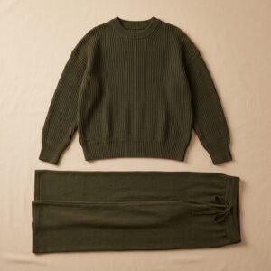 Knit Lounge Co-Ord Set (Olive)