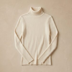 Ribbed Knit Turtle Neck (Ivory)