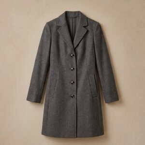 Wool Blend Long Coat (Charcoal)